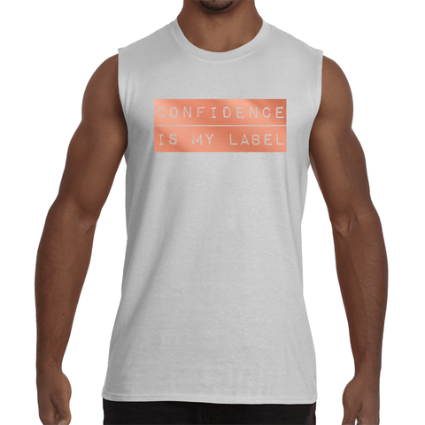 White "CONFIDENCE IS MY LABEL" Sleeveless T-Shirt