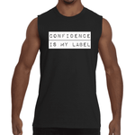 Black "CONFIDENCE IS MY LABEL" Sleeveless T-Shirt