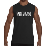 Black "CONFIDENCE IS MY SIX PACK" Sleeveless T-Shirt