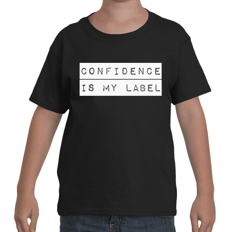 Kids - Black "CONFIDENCE IS MY LABEL" T-Shirt