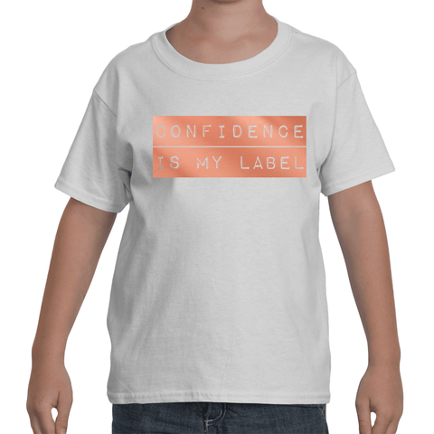 Kids - White "CONFIDENCE IS MY LABEL" T-Shirt