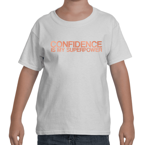 Kids - White "CONFIDENCE IS MY SUPERPOWER" T-Shirt